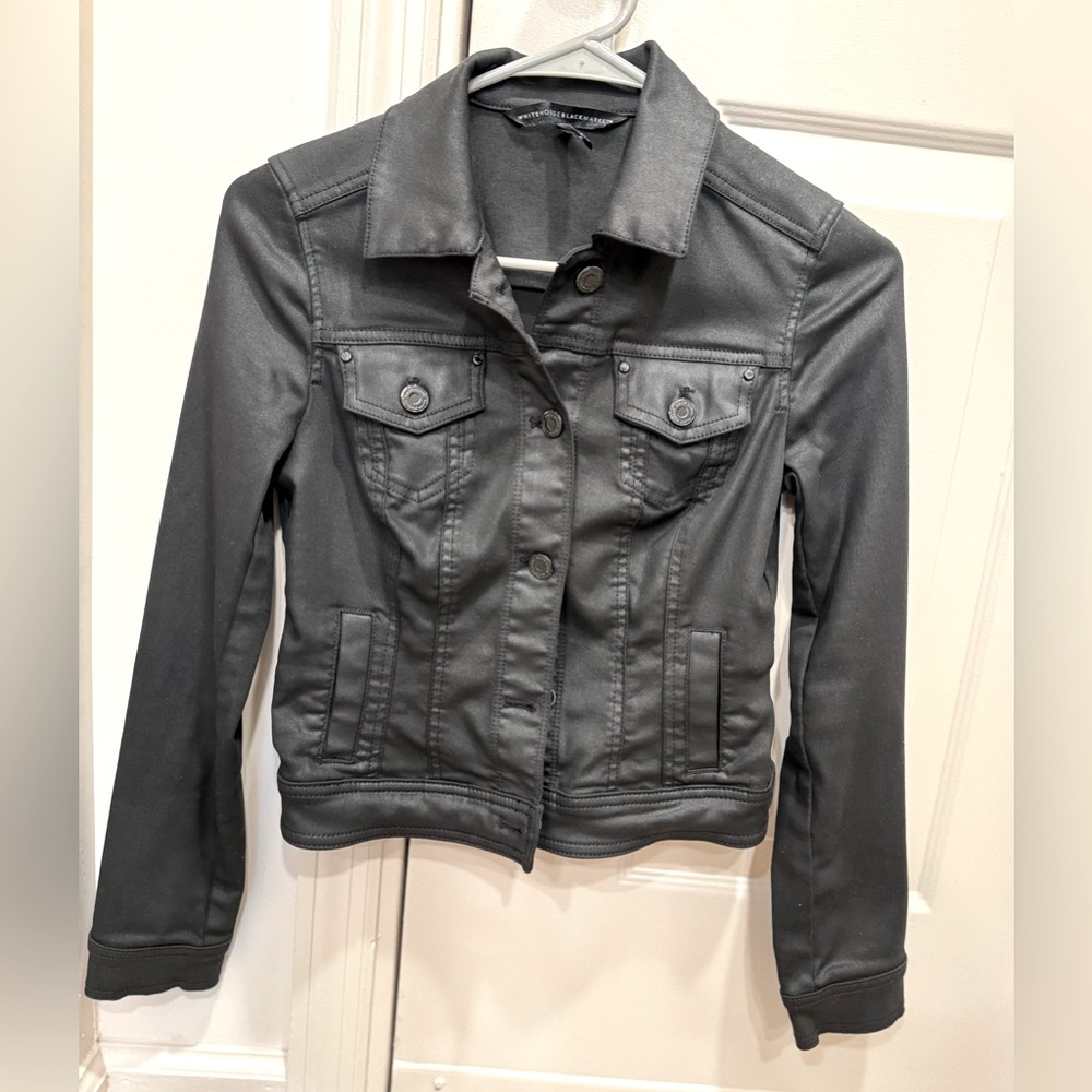 White House Black Market Gray Leather Jacket